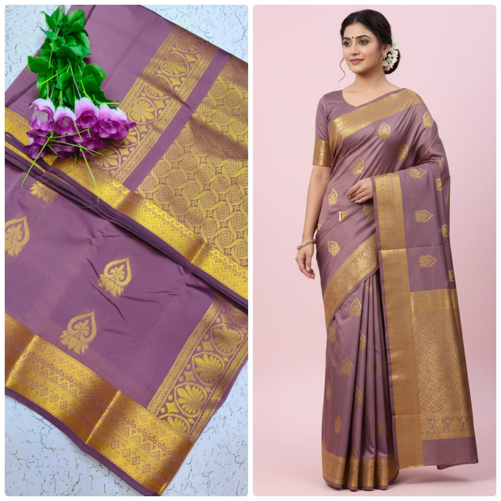 Kotta Cotton Silk Saree Gold Yellow